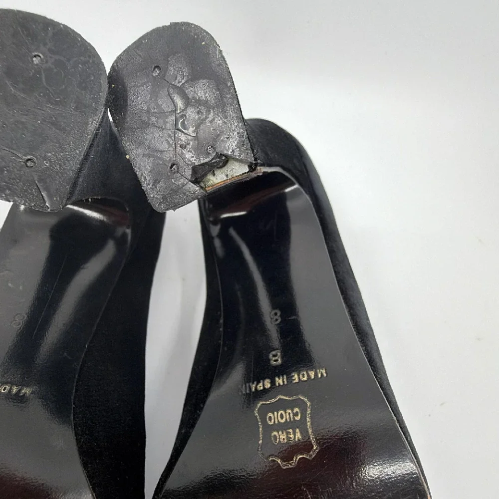 DKNY Vintage Flared Heel Black Velvet 8 Pump